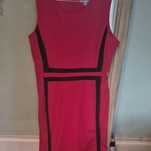 Shelby & Palmer Red Midi Dress with Black Paneling